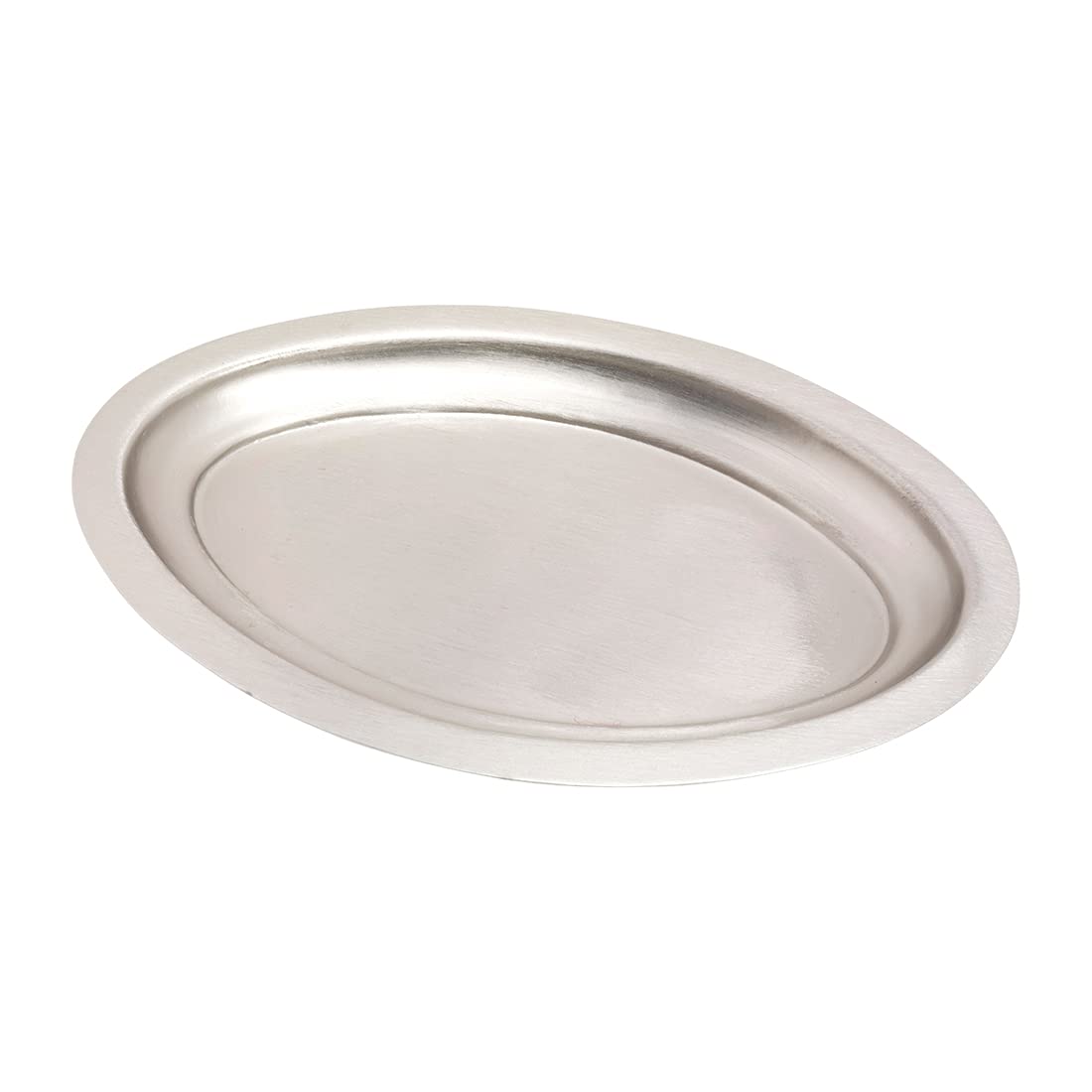 NKlaus Oval 16x9,5cm candle plate brass nickel plated candle holder coaster tray 10604