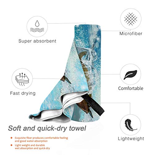 COWDIY Beach Towels, Sea Turtle Printed Quick Dry Towel Blanket, Sand Free Soft Absorbent Bath Towels