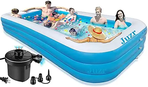 Juzr / Swimming Pool 10-Feet 3 Stripped Printed Inflatable Rectangle Bath Tub and Swimming Pool for Adults Kids Spa with Free Pump 120x 72"x24" Inch - (10-Feet)