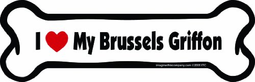 Imagine This Company I Love My Breed Bone Shaped Pet Magnet; Removable Magnets for Cars, Fridges, Lockers & More, Stylish Pet Inspired Car Accessories, 2 x 7 inches, White/Black, Brussels Griffon