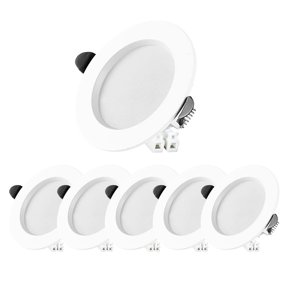 FTL Recessed Ceiling Lights Led Downlights Ceiling, Warm White 3000K, 7W=50W Equivalent, 450LM, LED Spotlights for Bathroom, Kitchen, Living Room 6-Pack