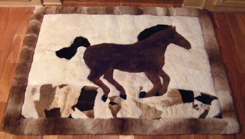 SoftRugs Running Horse Design 2-feet 8-Inch by 4-feet Alpaca Area Rug