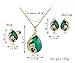 Ezing Women's Gold Plated Teardrop Crystal Necklace, Rings and Earrings Jewelry Set (green)