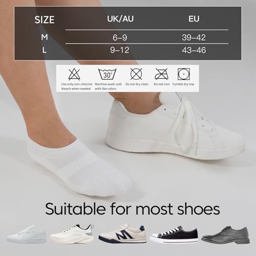 YORJOSOX Mens No Show Trainer Socks 6-9/9-12 Invisible Socks for Men Low Cut Cotton Socks Non-Slip Silicone Stripes