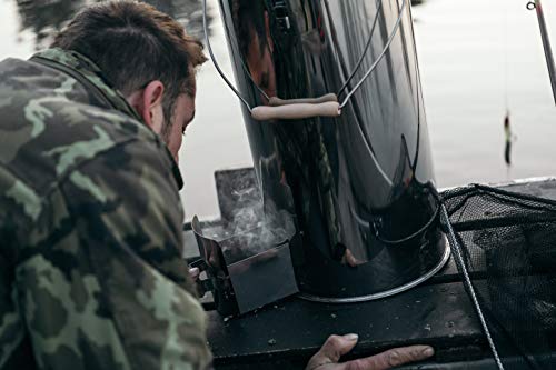 KAISER COMPANY '30' Hochwertiger Räuchertonne aus Edelstahl - Holzfeuerung I Geeignet für Fische I Tragbarer Smoker 53-90cm I Passen bequem 4kg Fleisch I mit Zubehör I Nicht ROSTEND – Bild 6