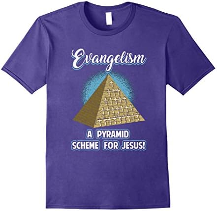 Mens Evangelism:  Pyramid Scheme for Jesus, Funny Christian tshir Large Purple