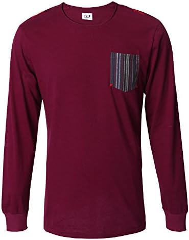 Voiz Homme Men's Long Sleeves T Shirt with Exotic Front Pocket