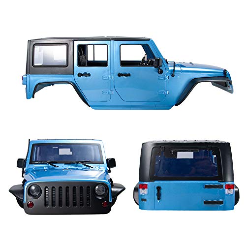 RCLions 313mm Wheelbase RC Car Body Shell Plastic for1/10 Scale RC Car Jeep Wrangler Axial SCX10-II 90046/90047 TRX4 kit (Blue)