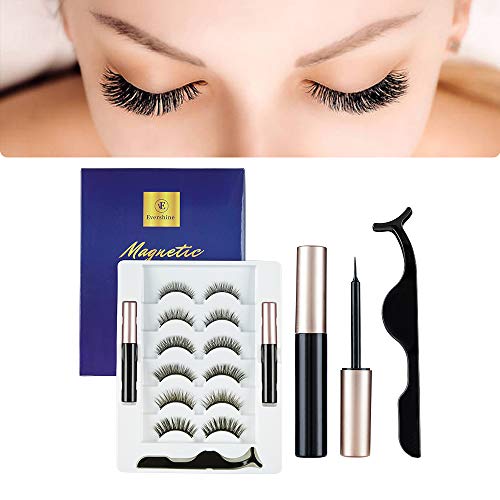Magnetic Eyelashes with Eyeliner, WanderLand 6 Pairs Upgraded Magnetic lashes Kit, Upgraded 3D Magnetic Eyeliner and Magnetic Eyelash Kit - No Glue Needed