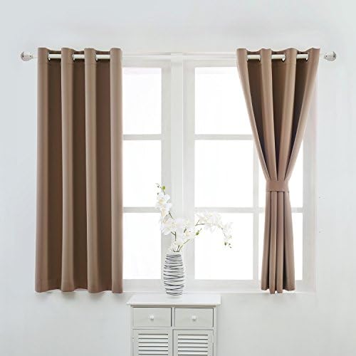 YOJA Thermal Insulated Short Blackout Curtains Grommet Drapes For Bedroom,Light Coffee,52"W x 63"L (1 Panel)
