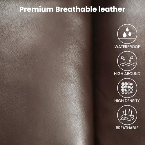 Elderly Dual Motor Power Lift 180° Lay Flat Leather Recliner Chair Brown | USB-C Charging Port, Massage & Lumbar Heat, Side Pocket, Remote, Easy Assembly