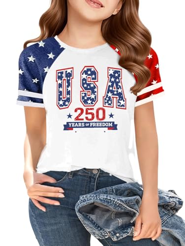 250 Years USA Shirt Kids:American Flag Graphic Shirts Boys Girls 1776 Short Sleeve 4th of July Tee Top 4-13Y at Amazon