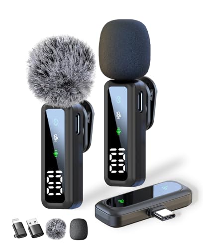 Microphone Mobile Phone - Lapel Microphone Compatible with iPhone/Android/Computer, Lavalier Microphone with Noise Cancellation, Supports Live Streaming, Vlogging, YouTube, TikTok and Interviews (Black)