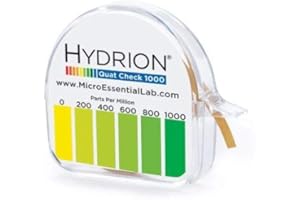 MICROESSENTIAL Hydrion Single Roll QC-1001 Quat Check Test Paper w/ Dispenser/ColorChart Range 0-1000ppm