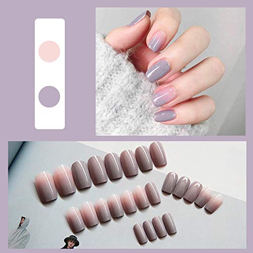 Full Cover False Nails Set Artificial Nails Resin Fake Fashion Nail Art Design Manicure Set with Glue & Nail File & nail Double-sided tape - Medium size 24 PCS