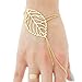 Bestpriceam® Fashion Women Hollow Leaves Finger Ring Bangle Slave Chain Gold Bracelet