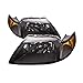 PERDE Compatible with Ford Mustang Headlight Set Black With Xenon Bulbs Driver/passenger Pair New