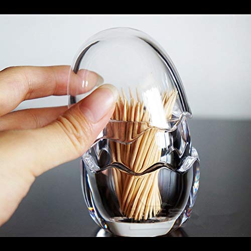MonLiya Acrylic Toothpick Holder Crystal Toothpick Dispenser Bucket Plastic Toothpick Box Egg Shape Toothpick Case Pocket Restaurant Kitchen Gadgets Desk Storage Box(Without Toothpick)