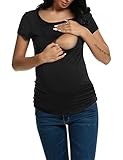 HOTOUCH Doubled Layered Round Neck Ruched Maternity Nursing Breastfeeding Top