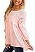 FARYSAYS Women's Casual Crewneck Lace Crochet High Low Long Sleeve Loose Blouse Tops Pink XX-Large