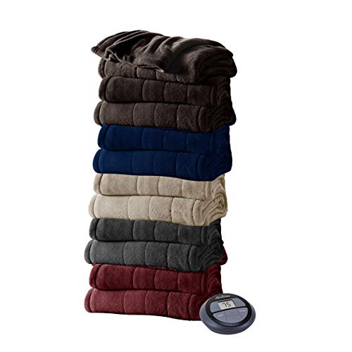 Sunbeam Channeled Soft Microplush Electric Heated Warming Blanket Twin