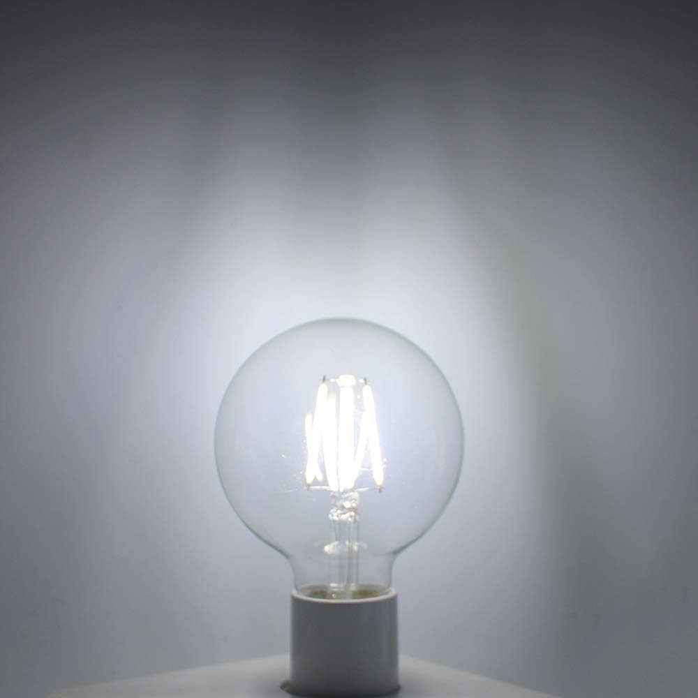 WULUN LED E27 Edison Screw Globe G80 Bulb 4W, Equivalent 40W, Clear Filament Glass, 6500K Cool White, 400 Lumen - Image 3