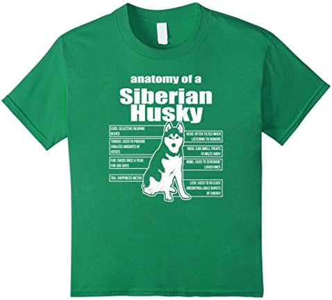 Kids ANATOMY OF A SIBERIAN HUSKY SHIRTS 10 Kelly Green