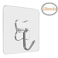 MOKARO Wall Adhesive Heavy Duty Hooks - Value Pack 15 Packs Large Utility Hooks Without Nails,Clear Hanging Hooks Value Pack Kitchen Bathroom Office Decorations