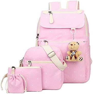 DYYTRm Female Student Backpack, Casual Lightweight Canvas College Laptop Backpack + Clutch Bag + Messenger Bag + Coin Purse + Panda (5)