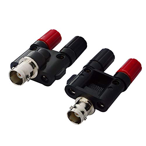 BNC Female to Dual Banana Female Socket Binding Post RF Coax Splitter Adapter Connector Pack of 2 - Thumbnail 2