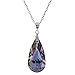 Swarovski Elements Crystal Vitrail Light Pendant Rhodium Sterling Silver Necklace 16+2