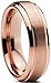 Tungsten Wedding Band Ring 6mm for Men Women Comfort Fit 18K Rose Gold Plated Plated Beveled Edge Brushed Polished
