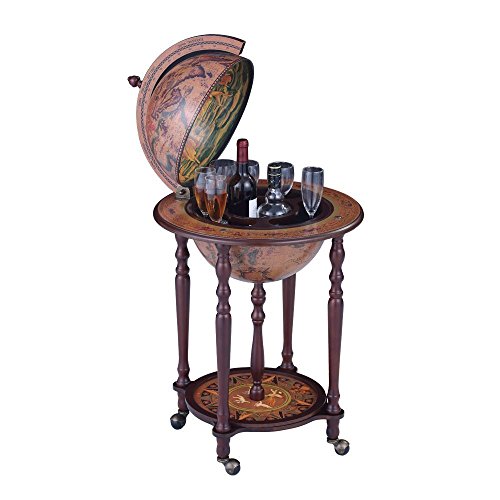 Wood Globe Wine Bar Stand 16th Century Italian Rack Liquor Bottle Shelf