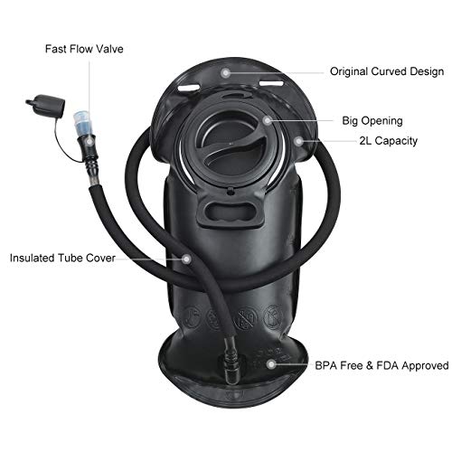ROCKRAIN Hydration Bladder 2 Liter BPA Free Leak Proof Water Reservoir