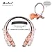 Bluetooth Headphones, DolTech 970 Wireless Stereo Sweatproof Retractable Earbuds Wire Sport Neckband Headphones Built-in Mic with Noise Cancellation Headset for iPhone Android Devices(Rosegold)