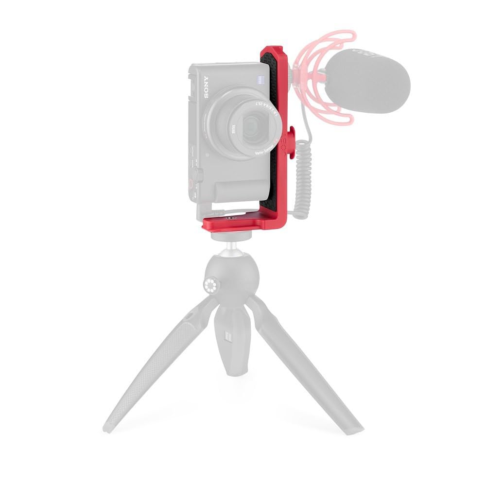 JOBY Vert 3K, L-Bracket for Photos and Videos, Combinable with GorillaPod 3K Kit, Table Tripod for Mirrorless and CSC Cameras, Vlogging Camera, YouTuber and Tik Toker Content Creation , Red