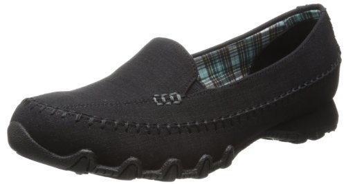 Skechers Women's Bikers-Cross Walk Slip-On Loafer,Black,6 M US