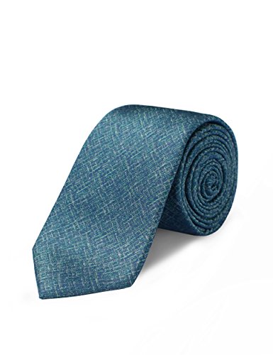 Origin Ties Solid Green Men's 2.5-inch Handmade 100% Silk Textured Skinny Tie