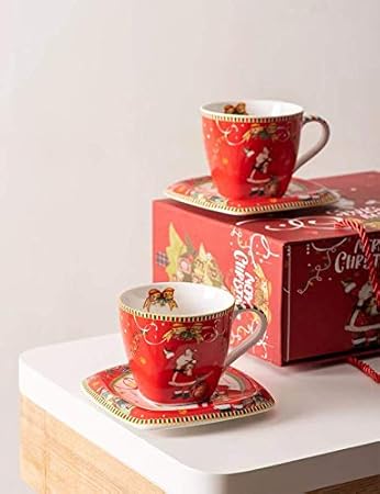The Decor Kart Ho-Ho-Ho - Set of 2 Teacups and Saucers