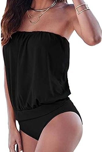 Women's Swimsuit Off Shoulder Solid Color Slim Fit Swimwear Athletic Swimming Costume Beachwear Bathing Suits