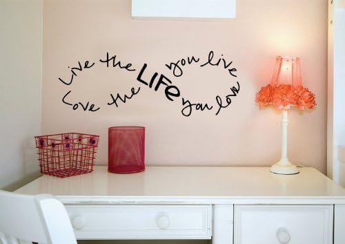 Imprinted Designs Live The Life You Love. Infinity Quote Vinyl Wall Decal Sticker Art (Black, 15" X 42")