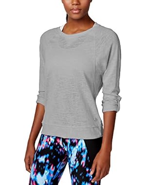 Performance Women's Three-Quarter Sleeve Raw-Edge Sweatshirt Top