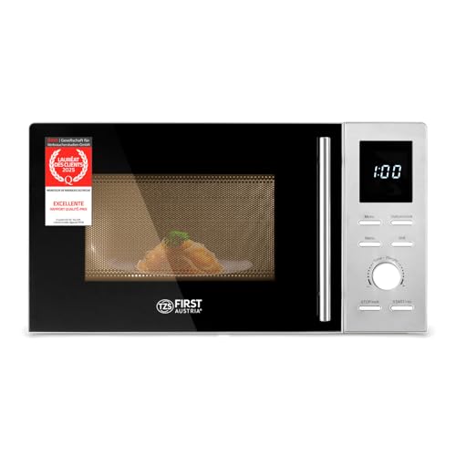 Tzs First Austria Micro-Ondes Numérique Avec Gril, 700W, Gril 900W, Affichage Led, Fonction Décongélation, Éclairage Intérieur, 8 Programmes Automatiques, Plateau Tournant, Minuterie, Sécurité Enfants