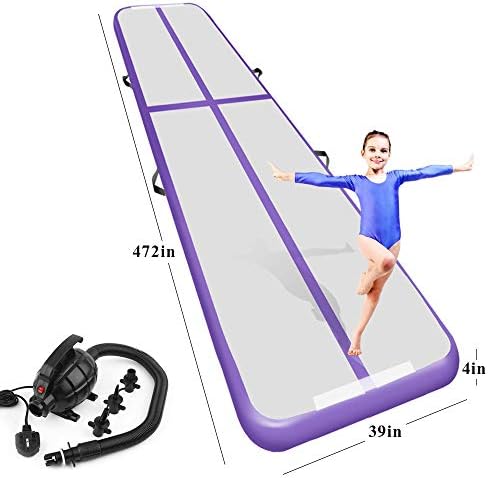 Playieer 9.84ft/13ft/16.4ft/19.69ft/23ft/26ft/29ft/33ft/36ft/39ft Air Track Tumbling Mat for Gymnastics Inflatable Airtrack Floor Mats with Electric Air Pump for Home Use