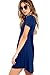 Women's Blue Casual Dresses Plain V-Neck Short Sleeve Loose Simple Tunic T-Shirt Dress
