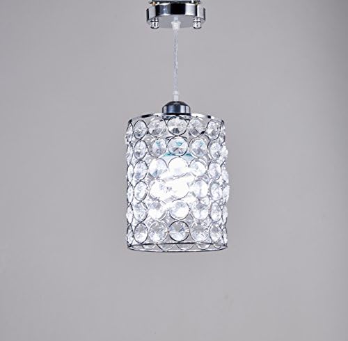 EdisonHouse Silver Modern Crystal Lamp Adjustable Hanging Height Light Ceiling Pendant Fixture EH-358/X-1L W6xH11 Inch
