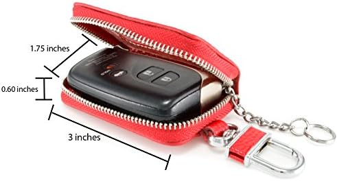 Soft Car Zipper Zip Key Bag Chain Ring Case Cover Holder Wallet Pouch Protector (Red)