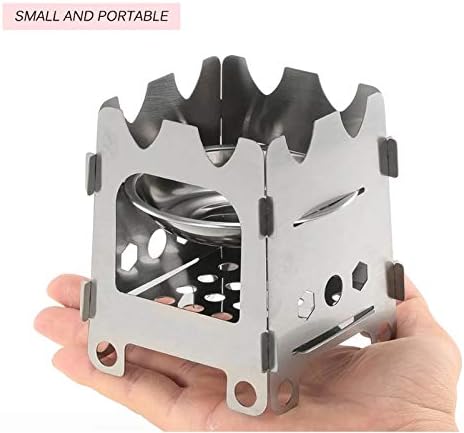 Folding Wood Stove Outdoor Camping Stove with Alcohol Tray Ultralight Stainless Steel Pocket Burner for Picnic Hiking
