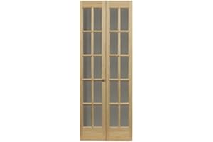 LTL Home Products 852728 Traditional French Divided Glass Interior Bifold Solid Wood Door, 32"X80", Unfinished