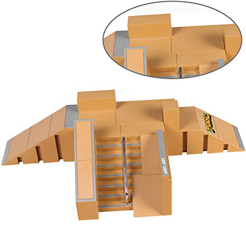 Naisidier Finger Skateboard Park Kit Mini Finger Skate Park Kit Ramp Parts with Finger Boards for Finger Skateboard Ultimate Parks Training Props Style-8091B 1Set